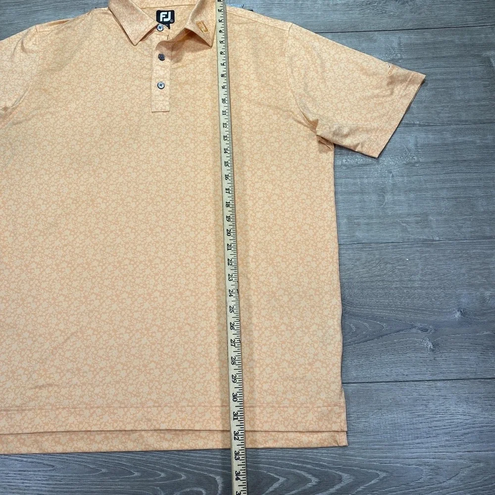 FootJoy Polo Shirt Tour Patch Collar Floral Men L Golf Cramer Performance Floral